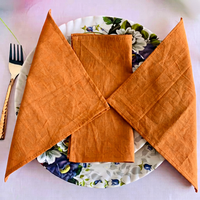 Serviettes de table carrées imprimées de luxe 100% coton faites à la main, orange, 70x70cm, lavables en machine, écologiques, bio, personnalisées, lot de 3