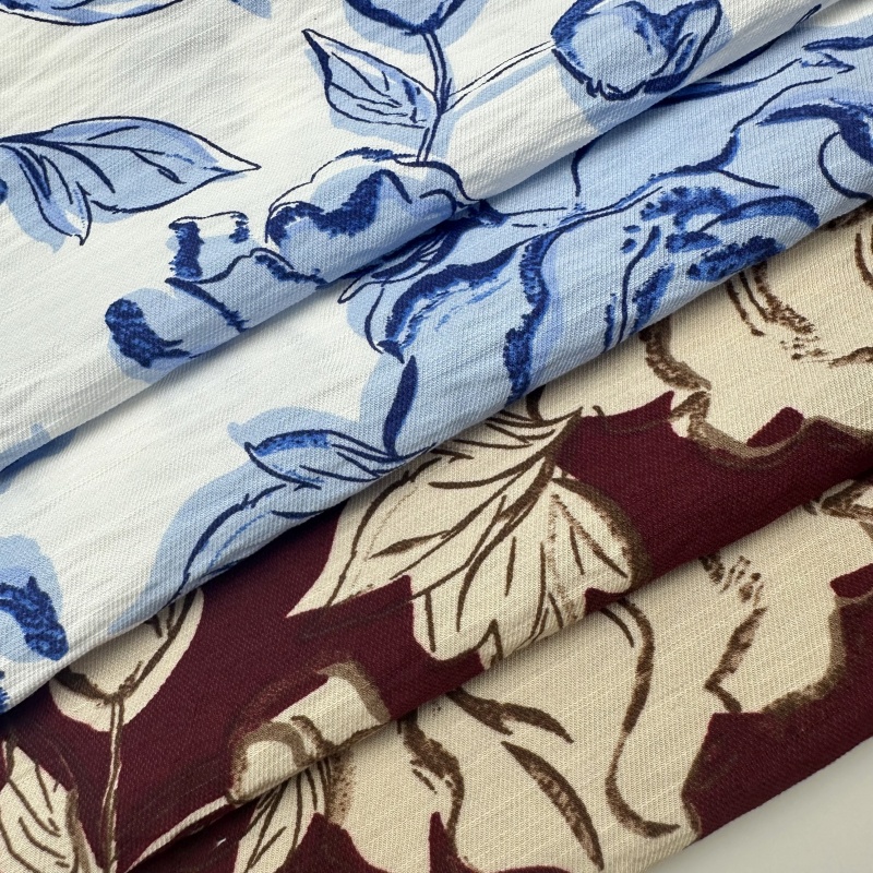 Hot Selling Woven Floral Print Rayon/Nylon Fabric for Girls' Dresses Shirts Custom Suits OEKO-TEX Certified Breathable