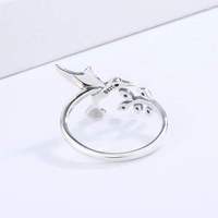 Vente flash - Bague pour femme en argent sterling 925, forme colibri, sertie de zircon vert, réglable, vente en gros personnalisée