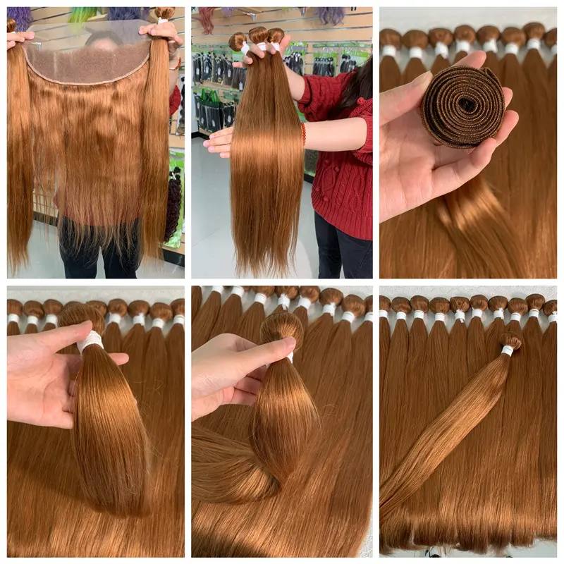 OEM ODM bundel rambut ekstensi ditarik ganda rambut manusia kutikula Virgin mentah alami penyelarasan Vietnam Vendor rambut Kamboja