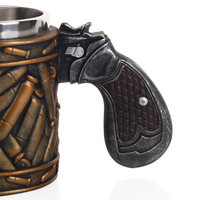 Gagang Pistol Revolver Keren, Cangkir Bir Kopi Bentuk Pistol dengan Peluru, Mug Bentuk Senjata dengan Peluru Bundar, Hadiah Natal Halloween