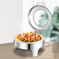 Hochwertiges Edelstahl-Speisenwärmer-Set für Restaurants, Buffet-Server, großes antikes Buffet-Chafing-Set mit Glasdeckel