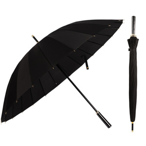Luxury High Quality Wholesale Durable Waterproof Windproof Semi-<b>Automatic</b> Open Leather Handle Custom Straight <b>Umbrella</b> With Logo - Product Image 3