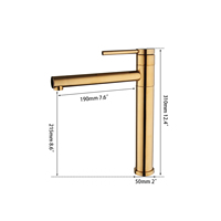 Robinet de lavabo moderne en acier inoxydable noir plaqué or avec cartouche céramique, mitigeur d'eau chaude/froide à débit contrôlé pour montage sur plan