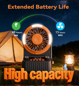 Ventilador Portátil para Camping, Luz para Barraca Externa, Ventilador de Mesa <span class=keywords><strong>Solar</strong></span> de 10.000mAh: Ajustável e de Alta Velocidade - Product Image 1