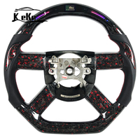 Volant de direction personnalisé en fibre de carbone forgée rouge à LED pour Chrysler 300c Dodge Challenger 2008-2011