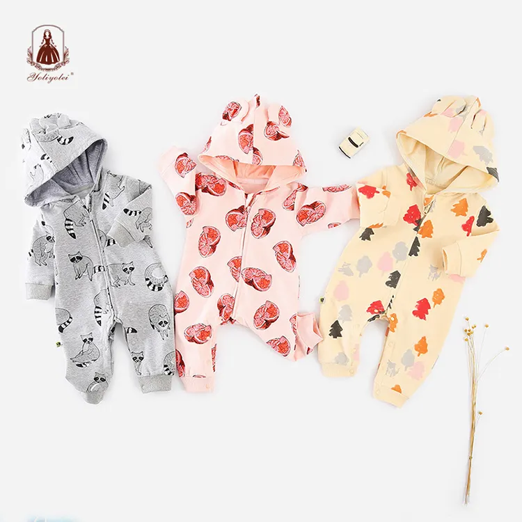 Groothandel Nieuwe Collectie Peuter Outfit Pasgeboren Kleding Lange Mouw Patroon Baby Kleding Hoodie Romper