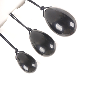 Factory Supply Natürliches schwarzes Obsidian-Rosenquarz-Kristall-Yoni-Ei-Set Vaginal-Gesichts massage gerät für Frauen für die Yoga-Praxis - Product Image 3