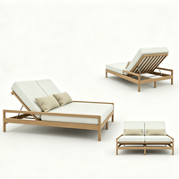 Chaise longue double de luxe pour l'extérieur, lit de repos, mobilier de patio, transat, canapé pour villa, hôtel, complexe hôtelier, bord de piscine