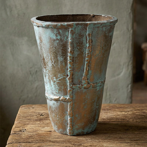 AK Brass <b>Vintage</b> Metal Casting Aluminium Brass Gold Rustice Old Finishing Metal Flower <b>Vase</b> - Product Image 2