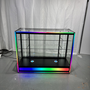 Full Vision Tempered Glass <strong>Showcases</strong> with Color Base for Tobacco Shop Wall Display Cabinet Heavy LED Light - Product Image 3
