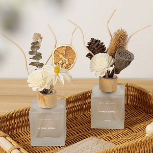 Difusor de Aroma de Vidrio Cuadrado Mate con Tapa de Madera, Flores Secas y Aceites Esenciales, Regalo Perfumado para Spa, Hotel y Decoración del Hogar - Product Image 5