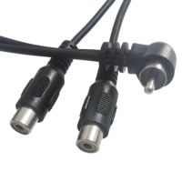 Conector adaptador RCA de ángulo recto, divisor en Y, Monitor de micrófono de PVC, Cables de alimentación, cable de codo para visera calentada, motos de nieve, Cara de casco