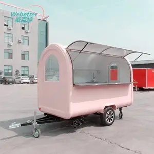 Personalizado Mini Remolques móvil de fibra de vidrio de alimentos Remolque barato Hot Dog carrito Sanck Food Truck Food Shop con parrilla y freidora