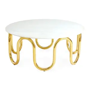 Tables basses modernes rondes en marbre avec cadre en acier inoxydable, table centrale personnalisée de luxe dorée, meubles Jonathan Adler