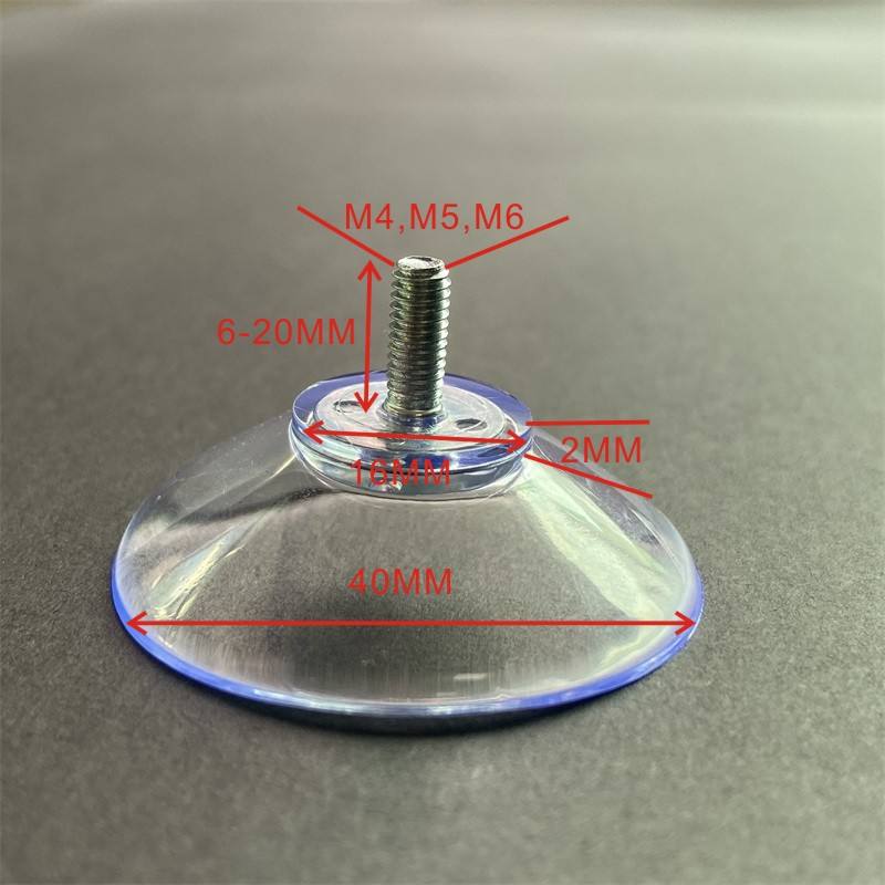 Transparent - PVC - forte aspiration - ventouse à vis 40 mm