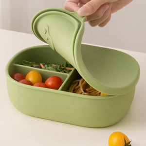 Household Food Grade Silicone Lunch Boxes Leak Proof 3 Compartments Food <b>Storage</b> Container Silicone Bento Lunch <b>Box</b> <b>With</b> <b>Lid</b> - Product Image 3