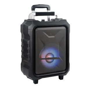 Tooth Active Speaker 8 Inch Trolley Portable Speaker Audio Player Karaoke Speaker Bluetooth Speaker Brown Box Plastic RGB 30W