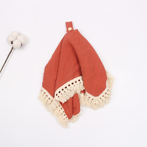 Serviette douce en mousseline de coton gaze pour bébé, serviette <span class=keywords><strong>apaisante</strong></span>, pendentif sucette, couverture de sécurité pour bébé avec macramé - Product Image 6