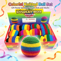 Pelota de ganchillo suave de punto arcoíris, rellena de arena, pelota antiestrés para apretar con la mano, juguete para aliviar el estrés, entrenamiento deportivo al aire libre