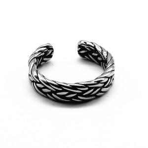yunnique European Style Titanium Steel <b>Open</b> <b>Ring</b> Retro Geometric Design Gift Jewelry - Product Image 1