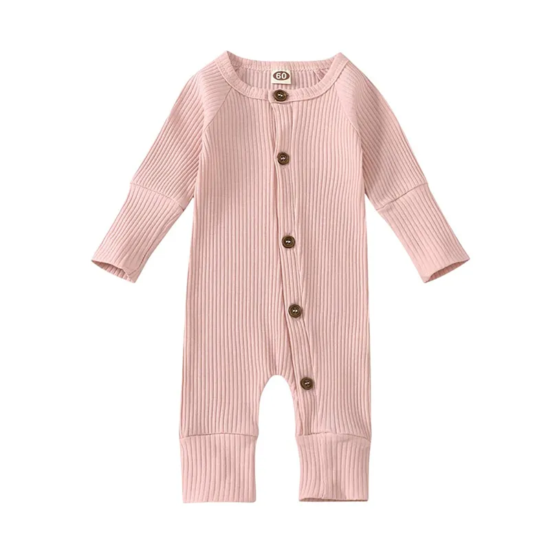 Baby Rompers Long Sleeve Buttons Comfortable Baby Pajamas Baby Soft Cotton Knitted Romper