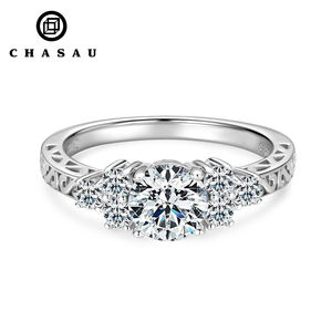 New Design Promessa De Casamento De Prata 1ct Moissanite Pedra Mulheres 6.5mm 1.0 Carat 925 Sterling Silver Anel De Casamento para o Noivado - Product Image 1
