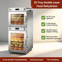 25-bakjes voedseldroger elektrisch 1700W roestvrij staal vleesdroger digitale timer hetelucht CE fabrieksdirect groothandel
