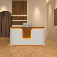 Nouveau design avec peinture haute brillance LED, comptoir de réception, caisse enregistreuse, comptoir pour salon de beauté, salon de coiffure, hôtel, restaurant