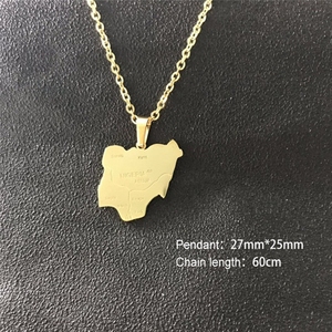 Collar con Colgante de <span class=keywords><strong>Mapa</strong></span> de África, Congo, <span class=keywords><strong>Argelia</strong></span>, para Mujeres y Hombres, Collares de Cadena Dorada, Estilo Hip Hop - Product Image 2