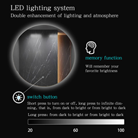 Miroir Mural Intelligent à Écran Tactile Sensible, Miroir de Maquillage LED avec Lumière, Verre Dimmable, Design Chat Mignon