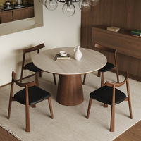 Table de salle à manger de style médiéval en pierre sculptée au vent, petite table de restaurant en bois massif couleur noyer noir, résistante aux hautes températures