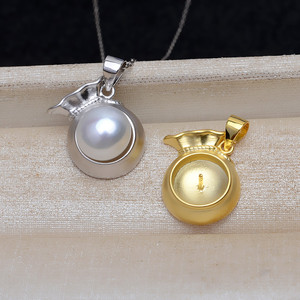 Wenchi Colgante de Plata S925 con Diseño de Bolsa de Dinero, 9mm, Modelo 14393, Accesorio DIY para Perlas, Componente de Joyería para Monedero Vacío - Product Image 4
