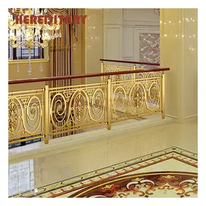 豪华室内装饰现代黄铜铜青铜金色楼梯扶手