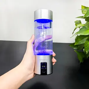 6000ppb hidrojen zengin jeneratör akıllı su filtreleri cam şişe H2 su bardağı iyonlaştırıcı oksijen gazı mavi ışık hidrojen su