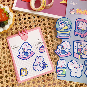 Cute Cartoon bunny animal cartoon stickers doodle stickers e paper cartoon adesivi fai da te 228*152mm - Product Image 5