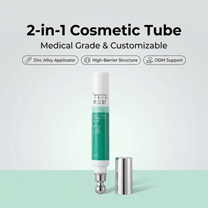 Tubo Cosmetico Verde Personalizzato con Testina Massaggiante in Lega di Zinco <span class=keywords><strong>per</strong></span> Crema <span class=keywords><strong>Occhi</strong></span> e Siero, Confezione Professionale <span class=keywords><strong>per</strong></span> Skincare, Tubo Morbido 15ml - Product Image 1