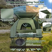 Cama de Camping Plegable para 2 Personas, 5 en 1, Carpa Elevada con Colchón de Aire y Saco de Dormir