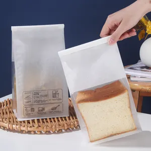Grosir Pabrik penjualan paling laris kertas katun warna polos kustom tas kukis makanan ringan kelas dengan jendela disegel tas roti