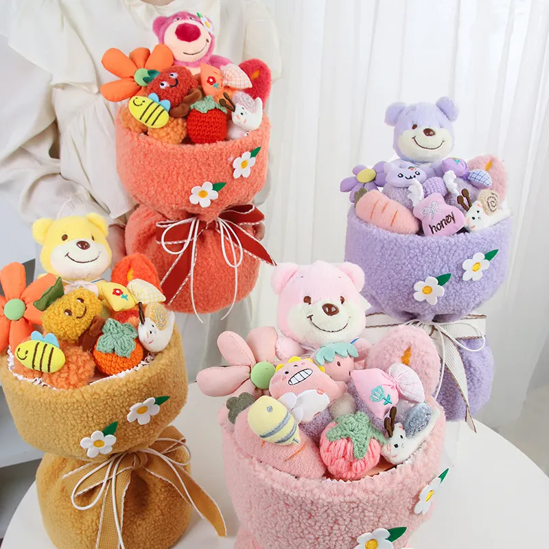 Cartoon Pluche Pop Sanrio Boeket Bloem Valentijnsdag Cadeau Gevulde Paarse Schattige Dieren Bloemen Boeket Speelgoed Pluche