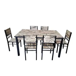 Manufacturers selling dining room furniture MDF plate metal frame dining table sets modern dining table and chairs.