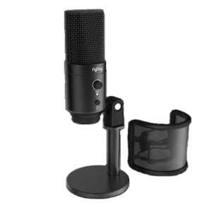 ไมโครโฟน Flyday USB สำหรับพีซีและแล็ปท็อป พร้อมตัวกันกระแทก ระบบตรวจสอบเสียงแบบเรียลไทม์ สำหรับการสตรีมมิ่ง พอดแคสติ้ง และการร้องเพลง - Product Image 1