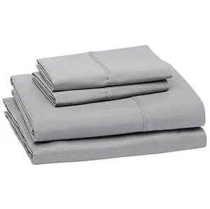 Ensemble de drap de lit en microfibre gris foncé léger super doux et facile à entretenir en coton couvre-lit de luxe king size pour filles complet