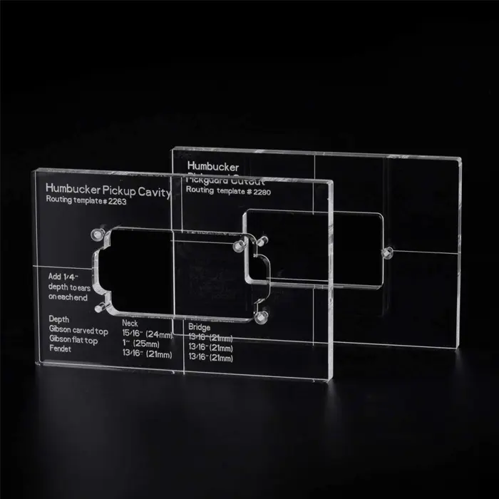 Plantillas de enrutamiento de pastilla de guitarra acrílica transparente para cuerpo y golpeador de guitarra eléctrica