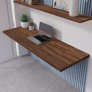 Tối Walnut nhuộm keo Máy tính để bàn cho đứng Bàn máy tính để bàn gỗ slab <span class=keywords><strong>butcher</strong></span> khối gỗ Countertop hiển thị đứng bảng Top - Product Image 2
