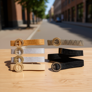 Ceinture en herbe synthétique PP avec boucle métallique tressée ronde de 5 cm - Product Image 2