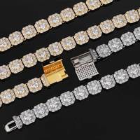 NL185 Collier Européen Américain 10mm Largeur Cuivre Zircon Hip-Hop Carré Rock Sugar Collier Homme Tendance Personnalité