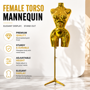 Mannequins de vitrine en plastique plaqués or, grande taille, pour modèles afro-américaines, avec poitrine et fessier généreux, pour magasins de vêtements - Product Image 4