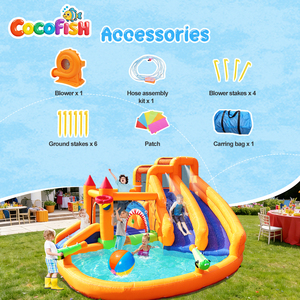 Château gonflable combiné Cocofish en tissu Oxford, structure gonflable de qualité commerciale en tissu Oxford avec piscine - Product Image 4