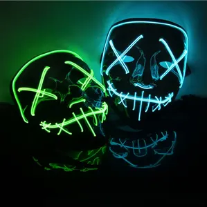 Neon LED Maske Glow Dark Light Up Scary Mascara Party Festival Cosplay Kostüm Halloween Geburtstags geschenk